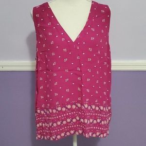 Old Navy Magenta Boho Hippie Floral Sleeveless Flowy Pull Over Tunic Top L
